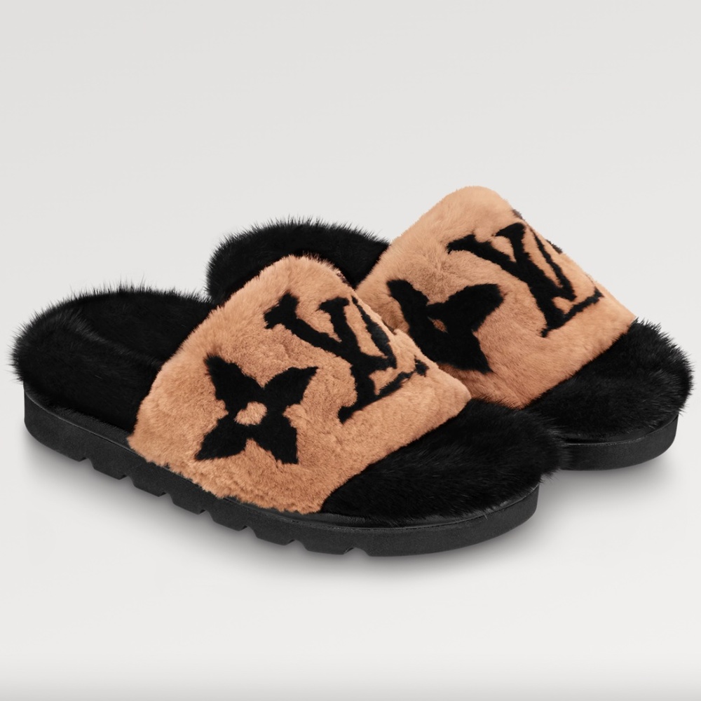 Louis Vuitton Pool Pillow Comfort Mule Fur Mink Slippers